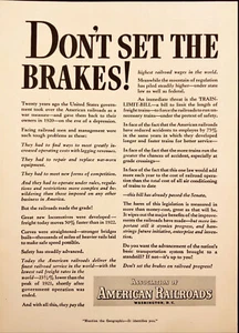 1937 Assoc of American Railroads Don't Set The Brakes! Vintage Print Ad - Picture 1 of 1