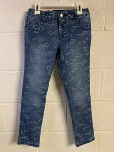 Crazy 8 New sunglasses print blue denim Girls Jeans pants skinny size 12 NWT - Picture 1 of 8