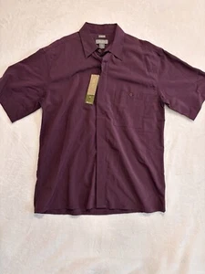 NWT Bruno Men Stretch Short Sleeve Dress Shirt, Size L, Maroon, 5GW1M1050 - Picture 1 of 9