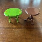 Mattel's The Littles 80'S Dollhouse Metal Green Table And Brown Table. Furniture