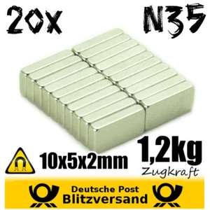 20x Neodym Magnet Quader 10x5x2mm - Postkartenmagnet Notizmagnet kleine Magnete - Picture 1 of 2