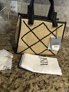 $620 Callista Women's Mini straw Leather Crossbody Tote Bag