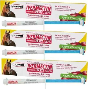 New In Box Paste Horse Dewormer Apple Flavor dur-vet wormer pack of 3 - Picture 1 of 2