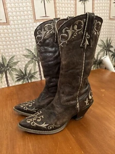 DURANGO CRUSH Brown Embroidered Cowboy Boots 12" Western RD3203 Womens Sz 6.5 M - Picture 1 of 22