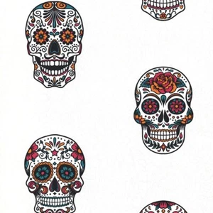 AS Creation Club Tropicana Skulls White Wallpaper 35817-2 - Textured Paste Wall - Picture 1 of 4