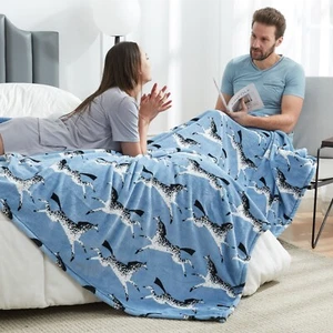 Running Zebra Throw Blanket Queen Size- Luxury Printed Plush 90"x90" - Picture 1 of 9