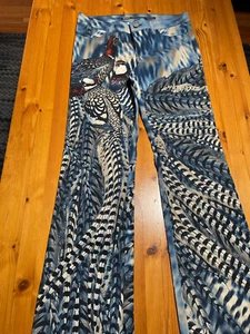Bongo Vintage Pheasant Feather Stretch Disco/Festival/Hippie/Bell Bottom Pants - Picture 1 of 9
