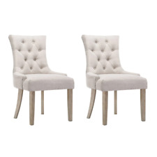 Artiss Set of 2 Dining Chair Beige CAYES French Provincial Chairs Wooden Fabric