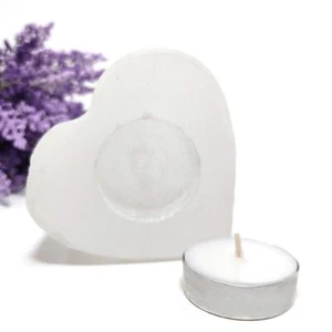 Selenite Heart Gypsum Crystal Tea Light Candle Holder Selenite Home Decor Gift - Picture 1 of 7