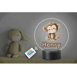 Mando a distancia personalizado para dormitorio infantil con nombre de animal mono LED neón luz nocturna - Imagen 1 de 4