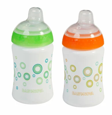 BABY-NOVA 2 Stk Baby Trinkbecher Tropf-Stopp auslaufsicher BPA frei 285 ml 34117 NEU