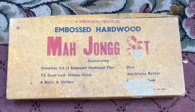 Vintage Royal Traveler Mah Jongg Mah Jong  Embossed Wood Tiles 140 tiles - Image 1 of 4
