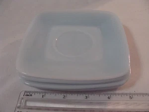 4 Vtg 1950s Fire King Delphite Blue Charm Square Saucers Retro Milk Glass 5.5" - Picture 1 of 4
