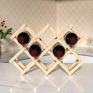 Estante de vino apilable decorativo plegable de madera maciza - Imagen 1 de 10