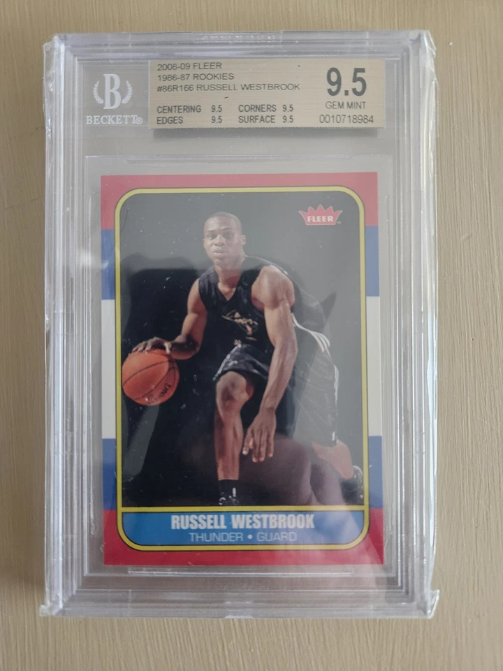 2008 - 09 Fleer 1986 - 87 新秀 #86R166 Russell Westbrook Bgs 9.5 QUAD 9.5 — 第 1/1 张图片