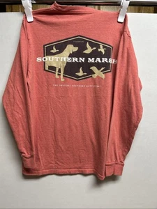 Camiseta Southern Marsh Para Hombre Mediana Roja Envejecida Manga Larga Tejida Pato Exterior - Imagen 1 de 9