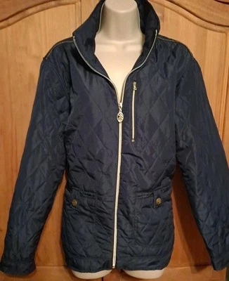 Chaqueta Oleg Cassini Sport Mujer Acolchada Cremallera Completa XLarge Azul Marino Con Dorado Elegante Foto 1 de 4