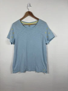 Joules Top Size UK 16 Blue Yellow Sun Print Carley Short Sleeved 100% Cotton - Picture 1 of 11