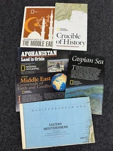 Lot 6 National Geographic Middle East Mediterranean Afghanistan Caspian MAPS - Picture 1 of 8