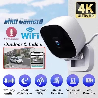 Mini cámara WiFi 4K IP/AP monitor remoto almacenamiento en la nube audio bidireccional detección de movimiento Foto 1 de 4