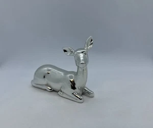 Silberfarben Reh Hirsch liegend Figur Weihnachtsdeko 4" hoch x 5,25" lang - Bild 1 von 11