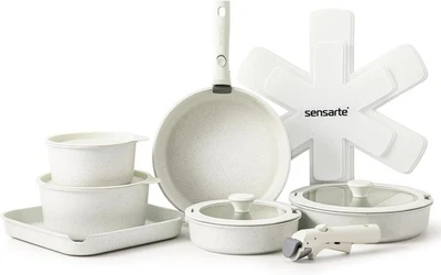SENSARTE 17 Piece Pots and Pans Set, Nonstick 17 pcs Granite White  - Image 1 of 4