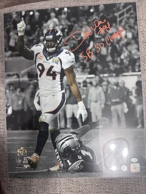 Foto firmada autografiada de 16x20 de los Denver Broncos de Demarcus Ware - Certificado de autenticidad Beckett Foto 1 de 3