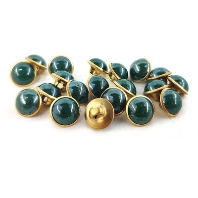 30 Pcs 10mm Deep Green Resin Sewing Buttons Brass Metal Base with Shank - Imagem 1 de 4