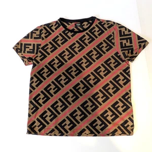 Authentic Fendi Roma Italy T-Shirt Large Zucca FF Monogram Logo Rot Schwarz Braun - Bild 1 von 14