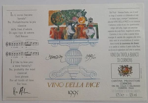 ETICHETTA VINO DELLA PACE 1995 Miguel Berrocal Malaga Spagna versi Ray Alder - Imagen 1 de 1