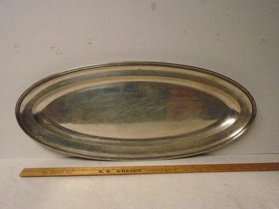 Bandeja OVAL Bachrach de colección, 24,5 W x 10,5 H, grabada, pesada, marcas de fabricación en la parte posterior Foto 1 de 4