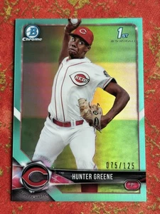 2018 1st Bowman Hunter Greene Chrome Aqua Refractor /125 #BCP48 Cincinnati Reds - Picture 1 of 2