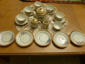 Vintage Childs Japanese 21/piece Lusterware handpainted Blue&Gold Floral Tea Set - Picture 1 of 12