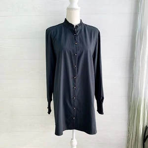 NWT Soft Surroundings The Vivian Shirt Black long button down piecrust collar XL - Picture 1 of 5