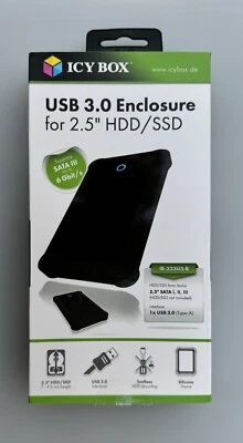 IcyBox USB3.0 SATA III Enclose For 2.5 HDD/SSD Black  (IB-233U3-B) - Image 1 of 2