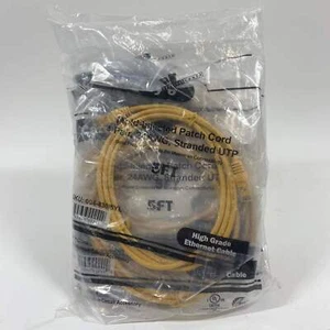 New Bag of 8 Cat 6 Patch Cord High Grade Ethernet Cable 24AWG 5Ft Yellow - Picture 1 of 2