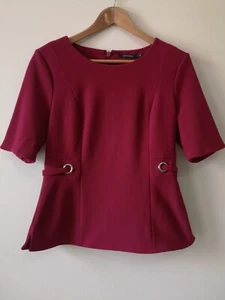 Portmans Womens Corporate Blouse Peplum Red Size L - Picture 1 of 11