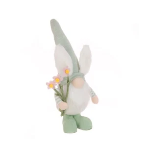 Mint Green Bunny Gonk Gnome Figure With Spring Flowers 45cm/18 Inches Tall - Picture 1 of 1