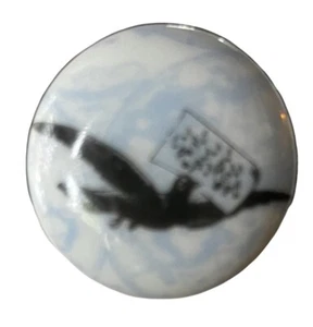 Porcelain Drawer/Cabinet Pulls: Vintage Bluish With A Black Raven & Music Notes - Picture 1 of 5
