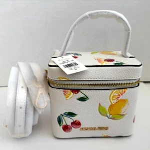 MICHAEL KORS SANDRINE SMALL SEQUINED FRUIT PRINT CROSSBODY BAG - OPTIC WHITE NWT - Picture 1 of 9