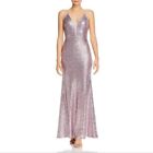 Aqua Sequined Mesh front Gown padded size 4 $288 new