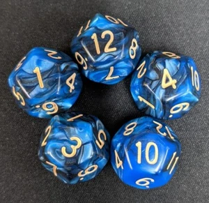 5pc Twelve-Sided D12 Dice -BLUE/BLACK- for Dungeons&Dragons DND RPG or TCG Game - Picture 1 of 1