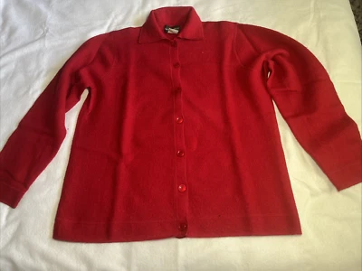 Sag Harbor Sweater Womens X-Large Red 100% Wool Vintage Cardigan Metal Buttons - Image 1 of 4
