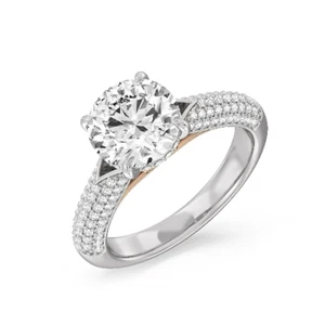 14K Gold Multi Tone Ring 3 Ct Round Cut IGI Certified Lab Created Diamond - Picture 1 of 11