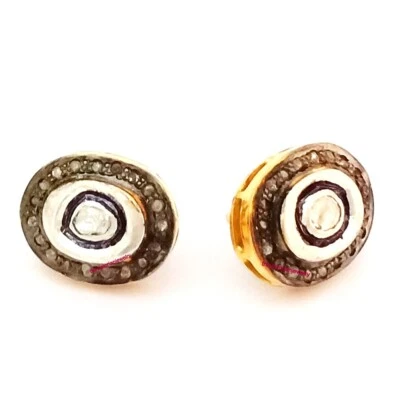 Pendientes de plata 925 corte rosa pavé de diamantes victorianos joyas finas para niñas Foto 1 de 4