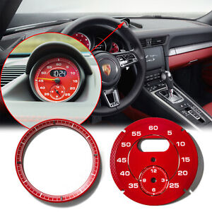 Red Dial Clock Gauge Chrono For Porsche Cayman 911 Macan Cayenne Boxster Panamer