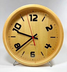 KARLSSON Modern Round Wood Clock Wall Desk Shelf Quartz w Second Hand European - Picture 1 of 7