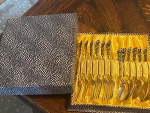Vtg Rare German 835 Silver “Rose Design” Fork Spoon DESSERT SET Wohl Pforzheim - Picture 1 of 11
