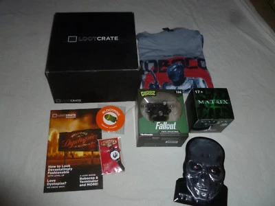 LOOTCRATE FALLOUT FIGURE ROBOCOP SHIRT DYSTOPIA PIN BIOSHOCK INFINITE NECKLACE  - Image 1 of 4