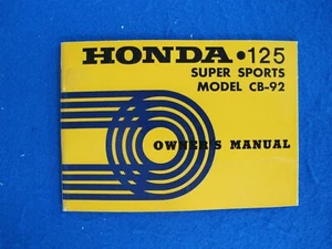 Honda 1959 1960 1961 1962 CB92 Benly New Old Stock Original Owners Manual T62 - Picture 1 of 6